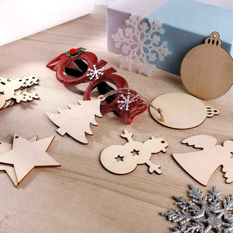 DIY Wooden Christmas Tree Ornaments Craft Set (60pcs)