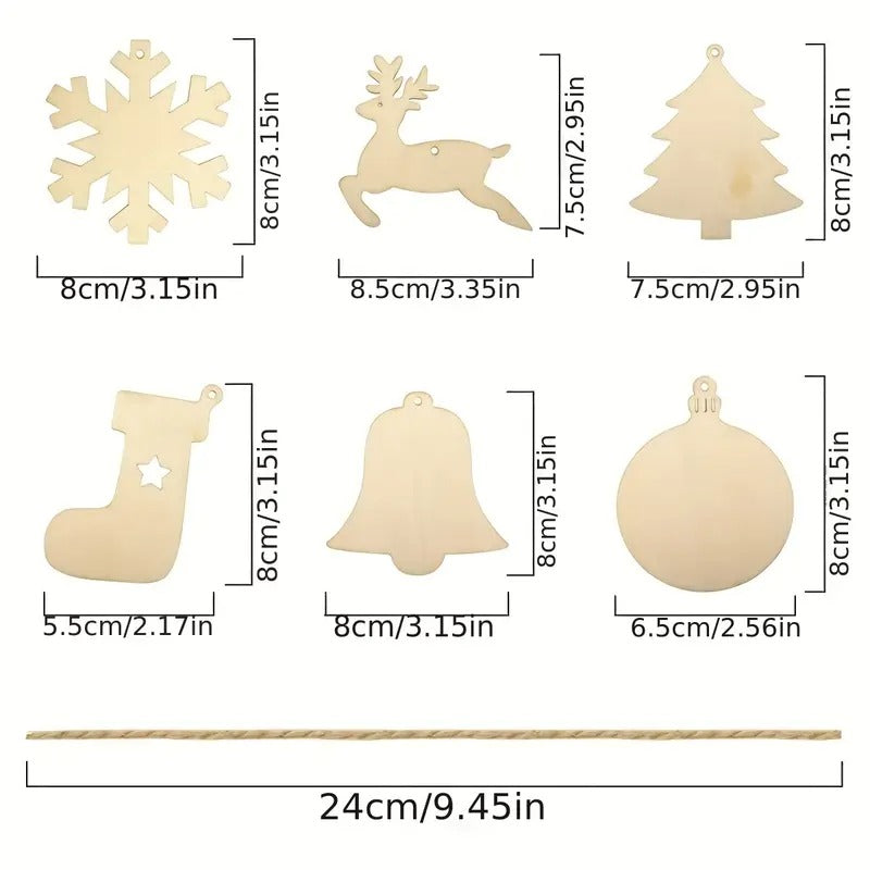 DIY Wooden Christmas Tree Ornaments Craft Set (60pcs)