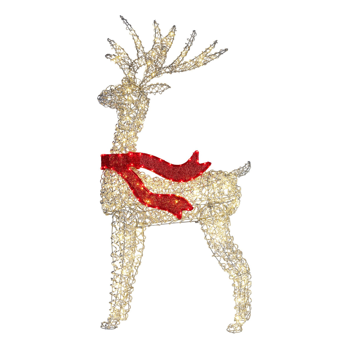 Christabelle Large 1.5m Christmas Reindeer Outdoor Indoor Light-Up Display Decoration Lawn Statue LED Lights Red Bow
