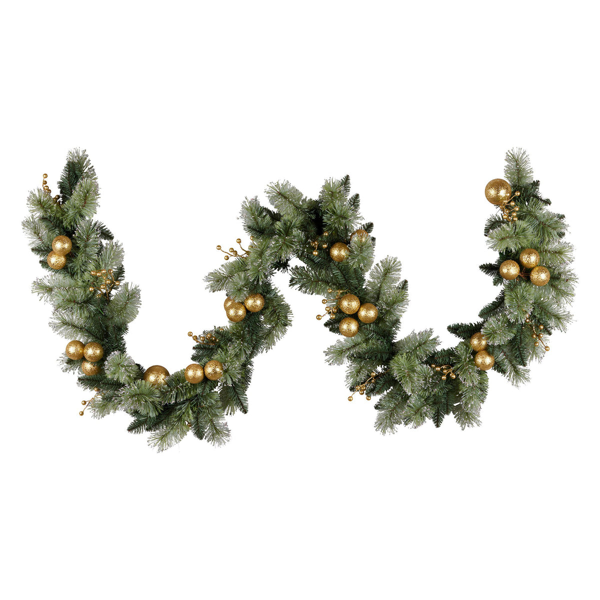 Christabelle 2.7m Christmas Garland with Gold Baubles and LED Lights Mantle Decoration Ornament
