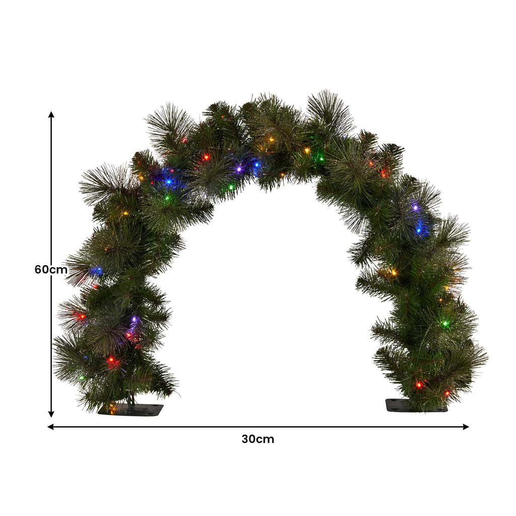 Christabelle 60cm Tabletop Christmas Archway Garland with LED Lights Gold Mantle Decoration Ornament