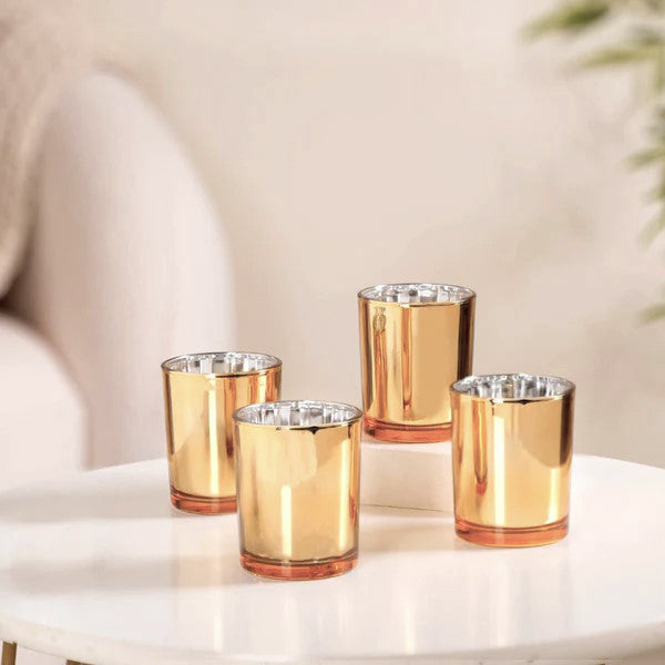 20 Pack Gold Votive Tealight Candle Holders Valentines Day Mercury  Wedding Decor Glass Candlestick Party Decorations Bridal Baby Shower Event