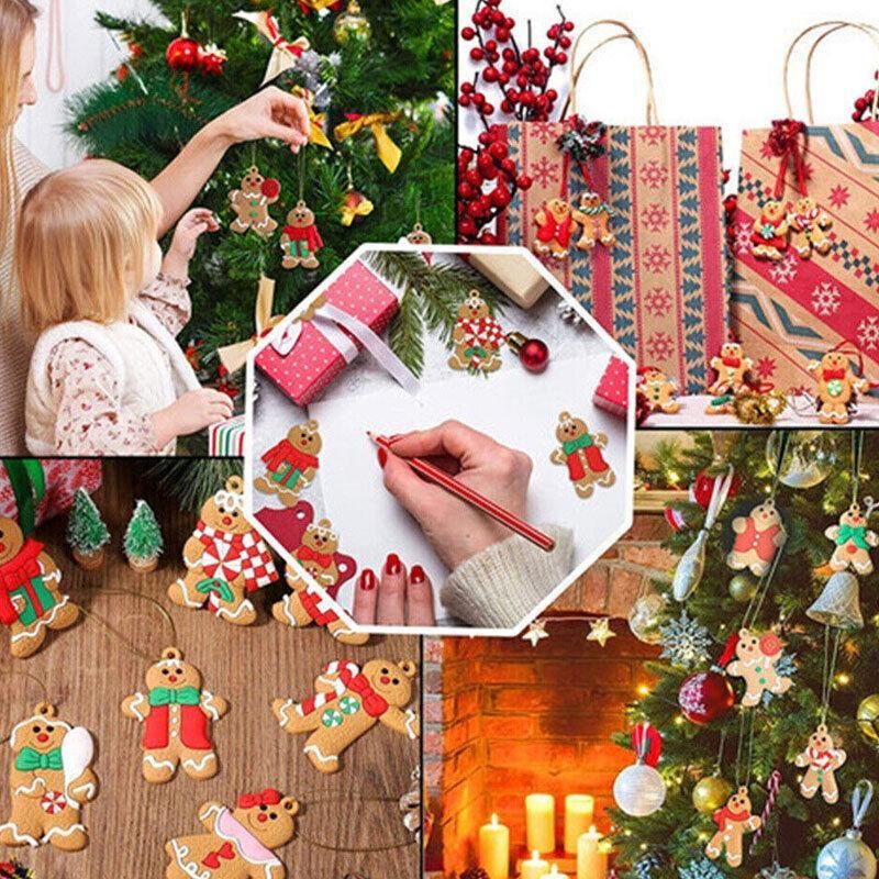 12X Gingerbread Man Xmas Tree Ornament Gift Party Hanging Pendants Window Decor - Window Decor-jbr18