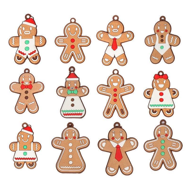 12X Gingerbread Man Xmas Tree Ornament Gift Party Hanging Pendants Window Decor - Window Decor-jbr snowflake