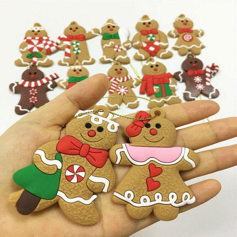 12X Gingerbread Man Xmas Tree Ornament Gift Party Hanging Pendants Window Decor - Window Decor-jbr snowflake