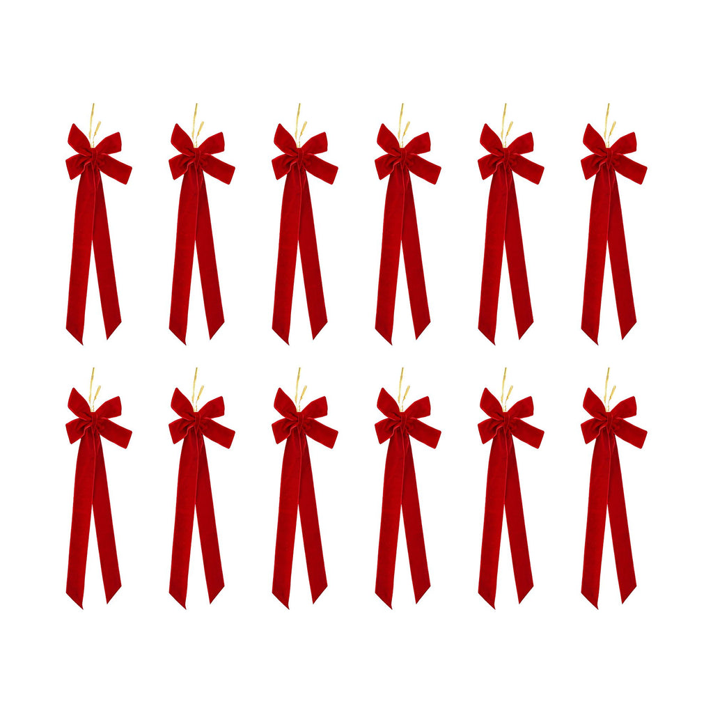 Red Velvet Tree Bows 12Pcs