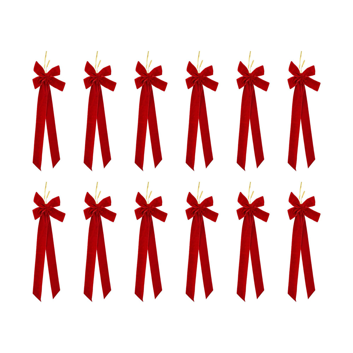 Red Velvet Tree Bows 12Pcs