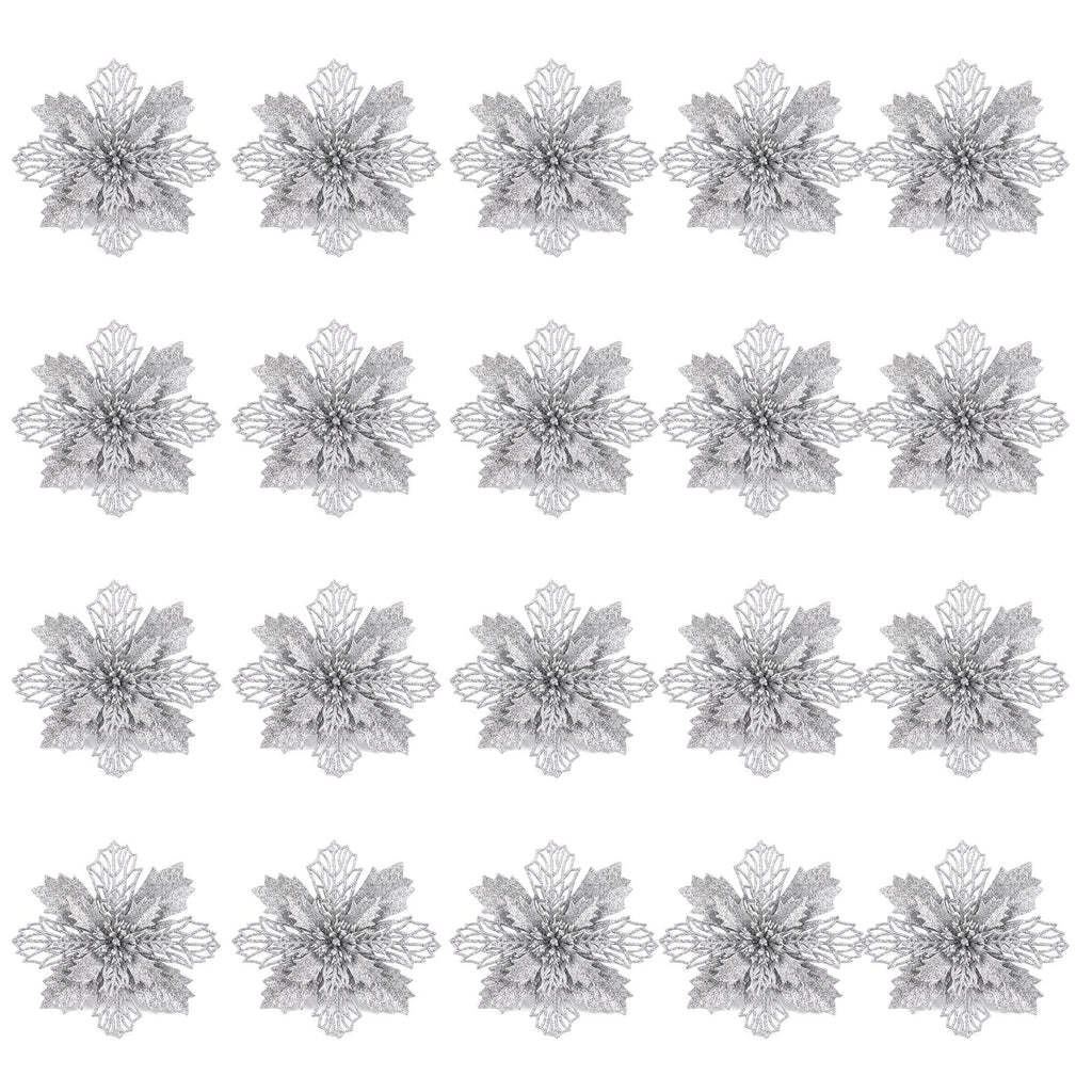 Jingle Jollys 20Pcs Christmas Tree Flower Set Garland Wreath Poinsettia Decorations