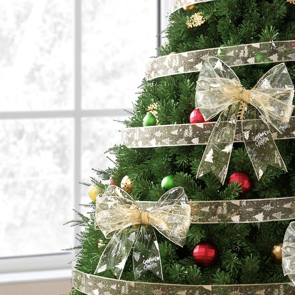 Jingle Jollys 20M Christmas Ribbon Roll Bow Printed Xmas Tree Decor Gift Gold